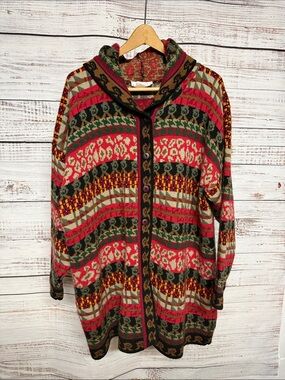 Forelli Vintage Hooded Fair Isle Sweater Cardigan